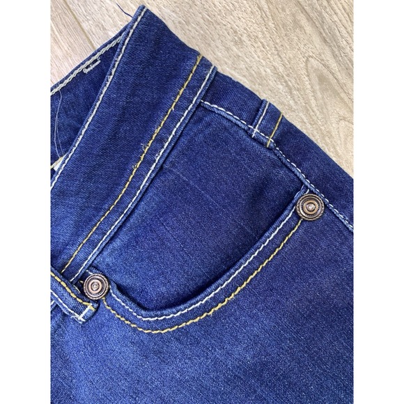 AQ American Quality Denim Women Sz 9 Dark Wash Cut Off Stretch‎ Jeans Low Rise - Picture 5 of 16